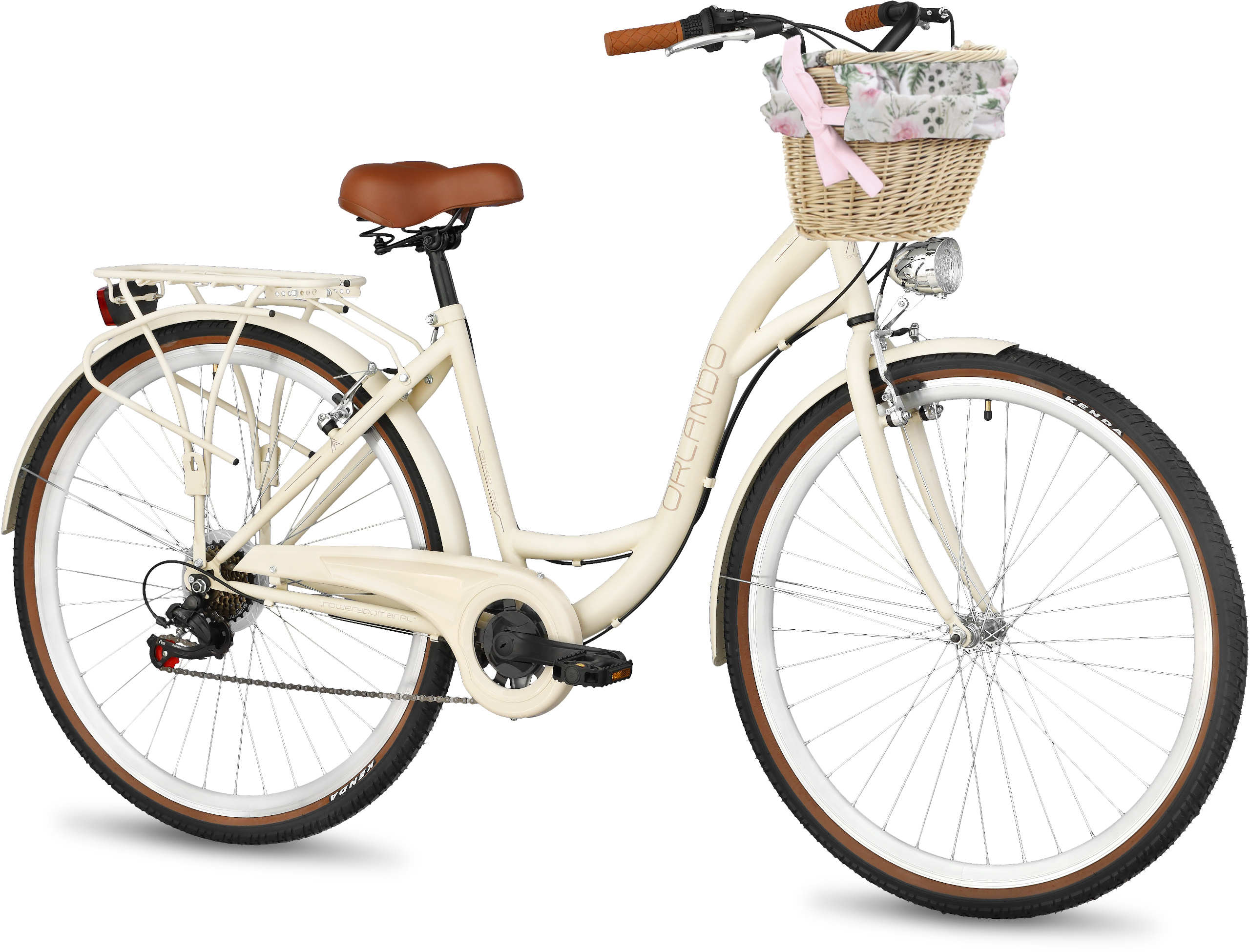 Rower Miejski Damski 28 Lekka Damka Shimano 7 Bieg Bonita Beżowy Mat