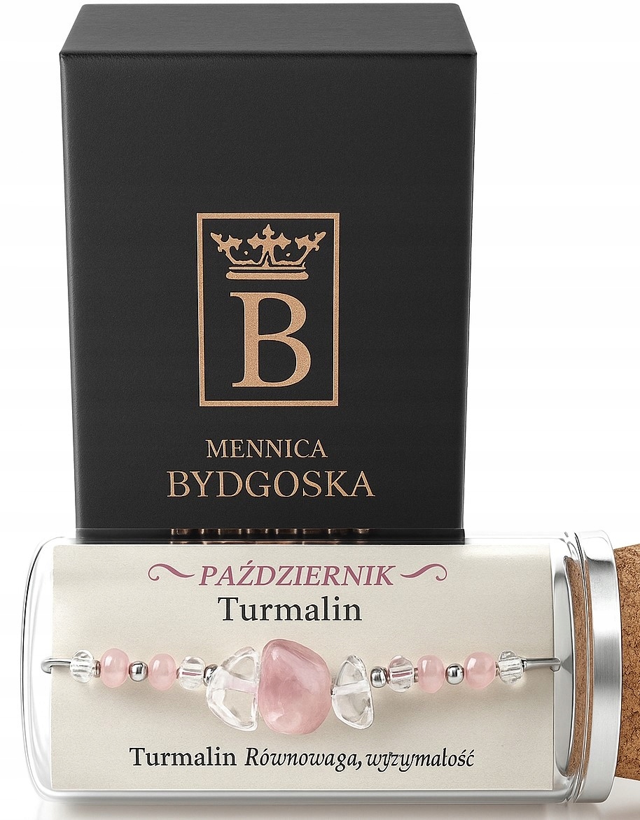 Stříbrný dámský náramek v lahvičce, říjen turmalín stříbro o ryzosti 925