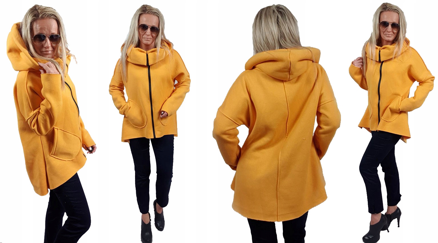 

Asymetryczna Bluza Tunika Kardigan Komin Kaptu XXL