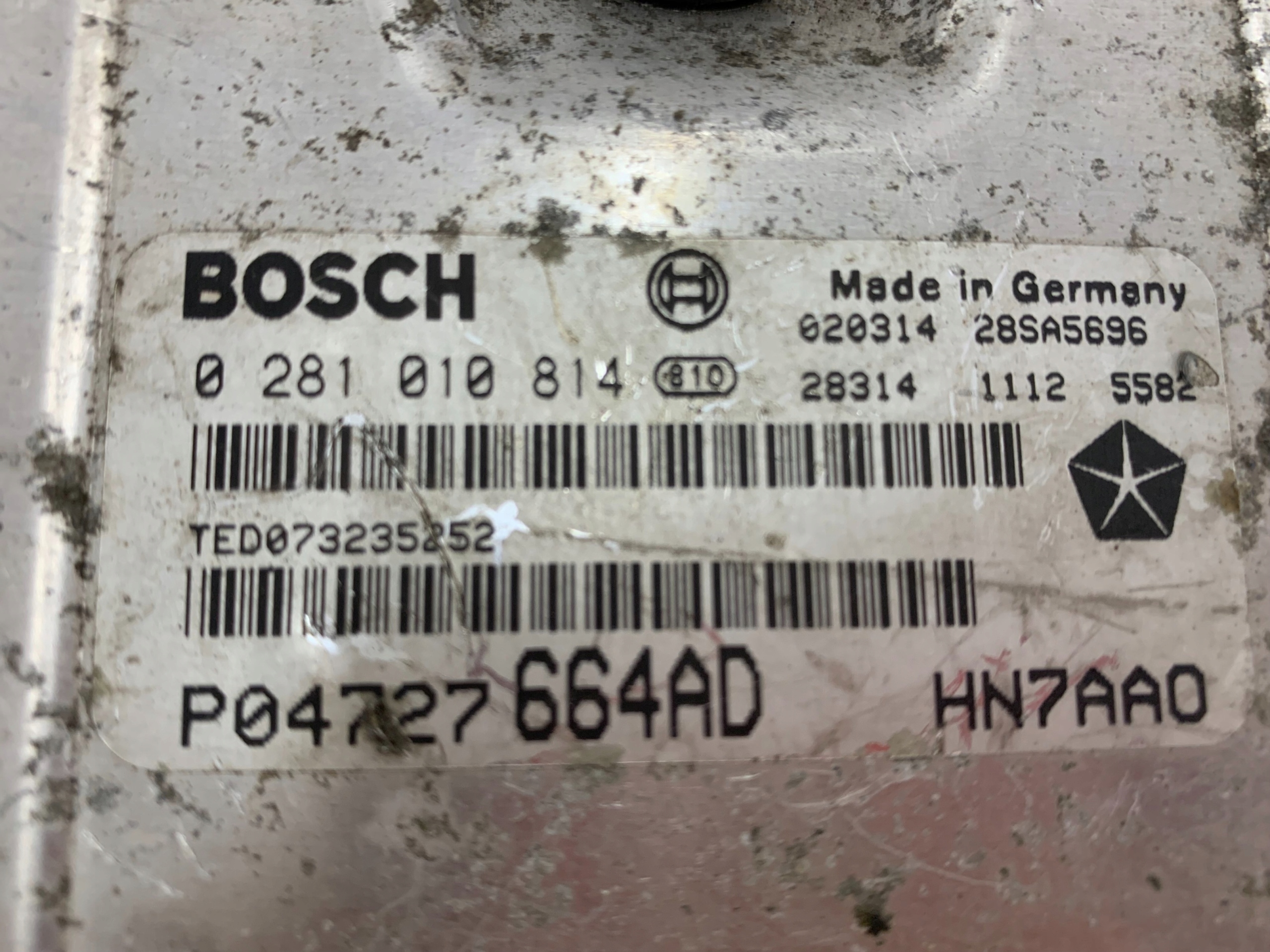 control unit CHRYSLER VOYAGER IV 2.5 CRD 0281010814