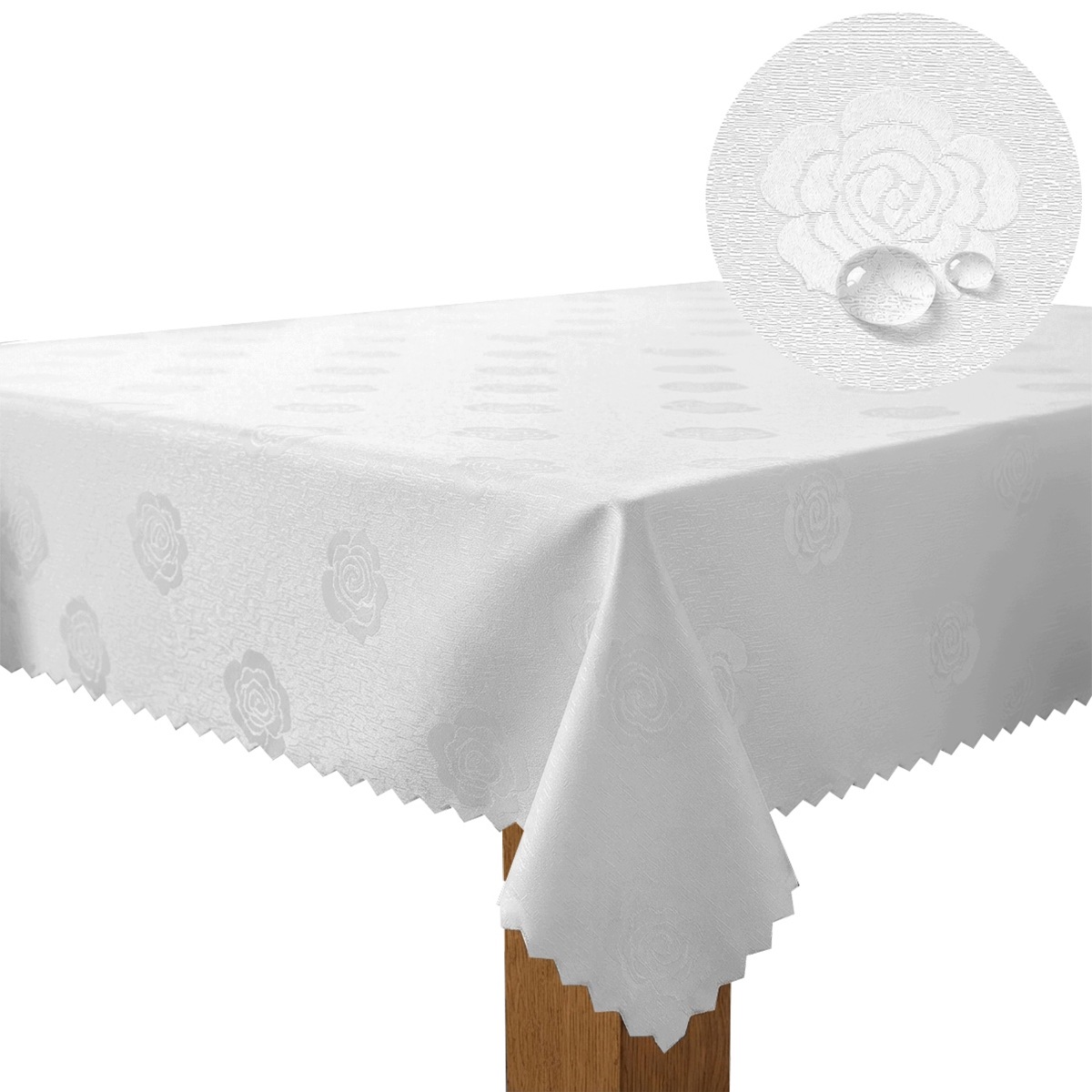 Ubrus odolný proti skvrnám Bílý 160 x 440 cm Polský Elegantní Vzor Růže Obývací pokoj