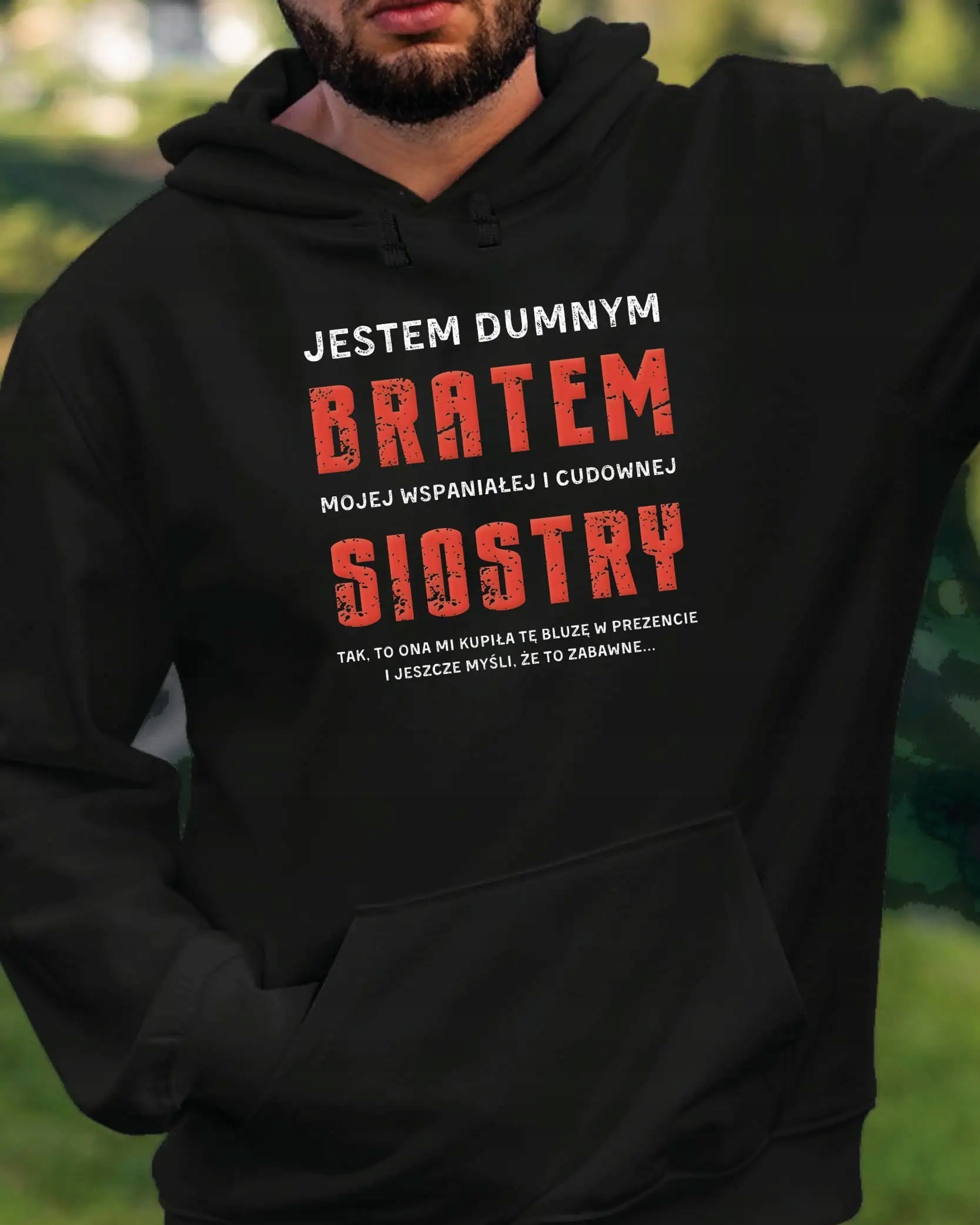 Mikina s kapucí Dárek pro bratra od sestry Zábavný Legrační Černá XL