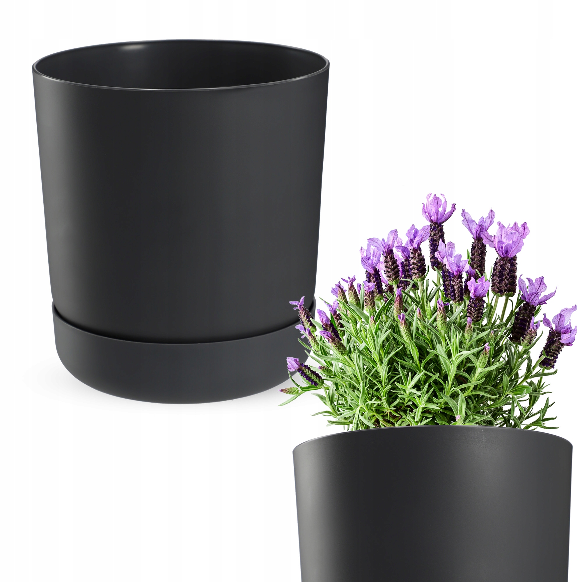 DONICZKA DONICA Z PODSTAWKĄ 20cm ANTRACYT