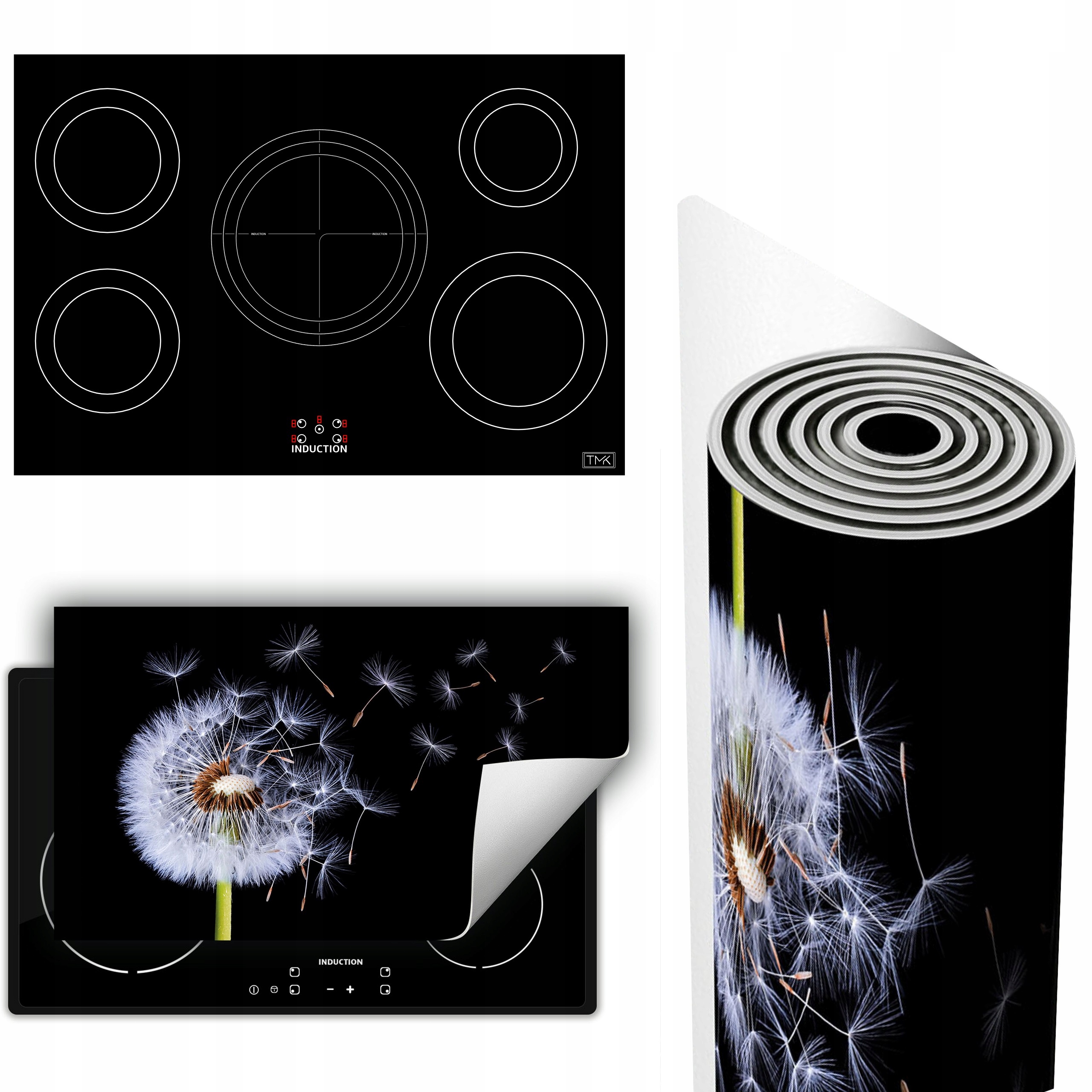 Vinylová Podložka Ochrana Kuchyňské Desky 90x52 černá květina