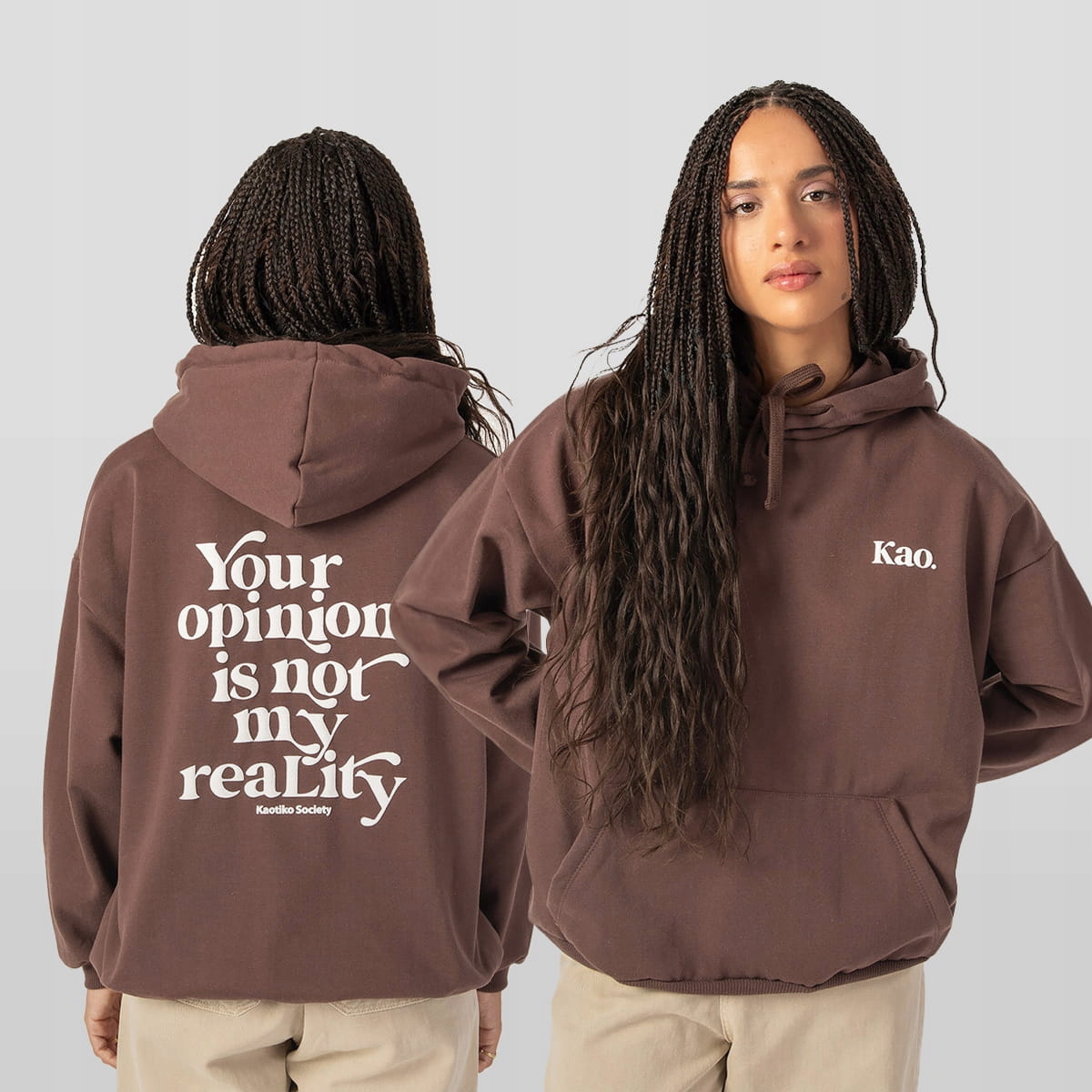 Mikina s kapucí Kaotiko Your Opinion S, Hnědá, Městská