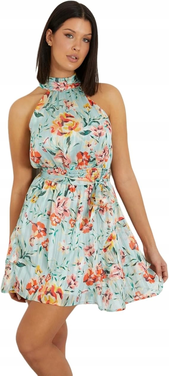 Guess Rozkládací Šaty S Květinovým Vzorem A Stojáčkem 1 G