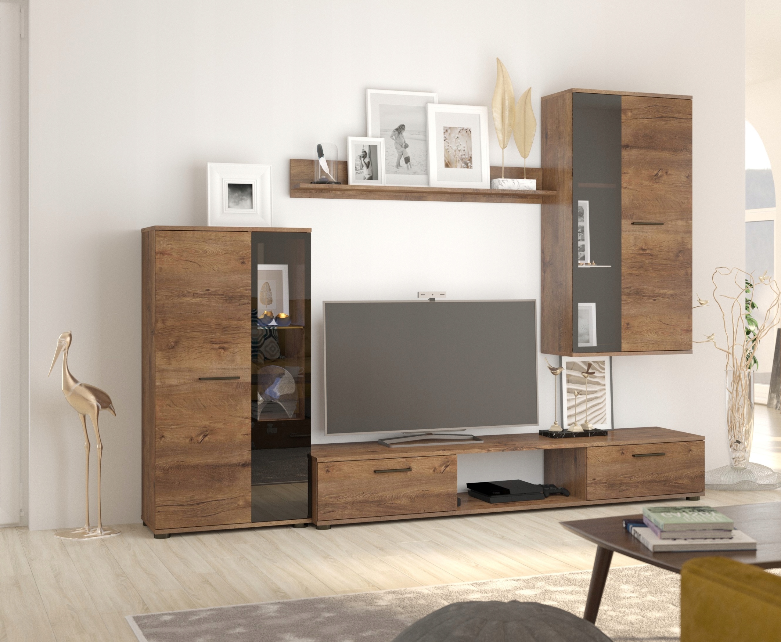 Moderní Nábytková Stěna Rtv nábytek Obývací pokoj Pro Mládež Lucy Elegantní Sklo