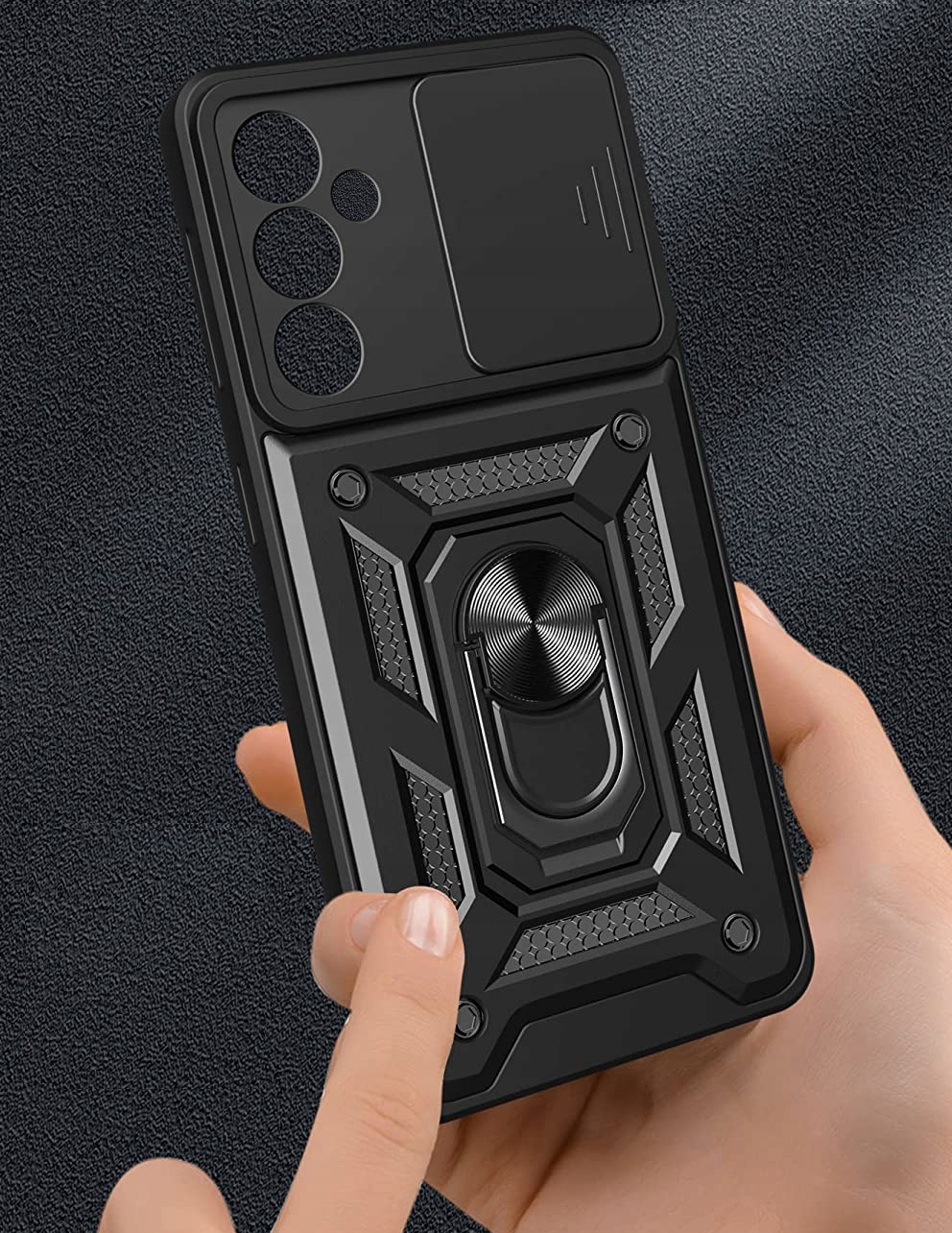 Etui do SAMSUNG GALAXY A34 + 2xSZKŁO PANCERNE RING Kolor czarny