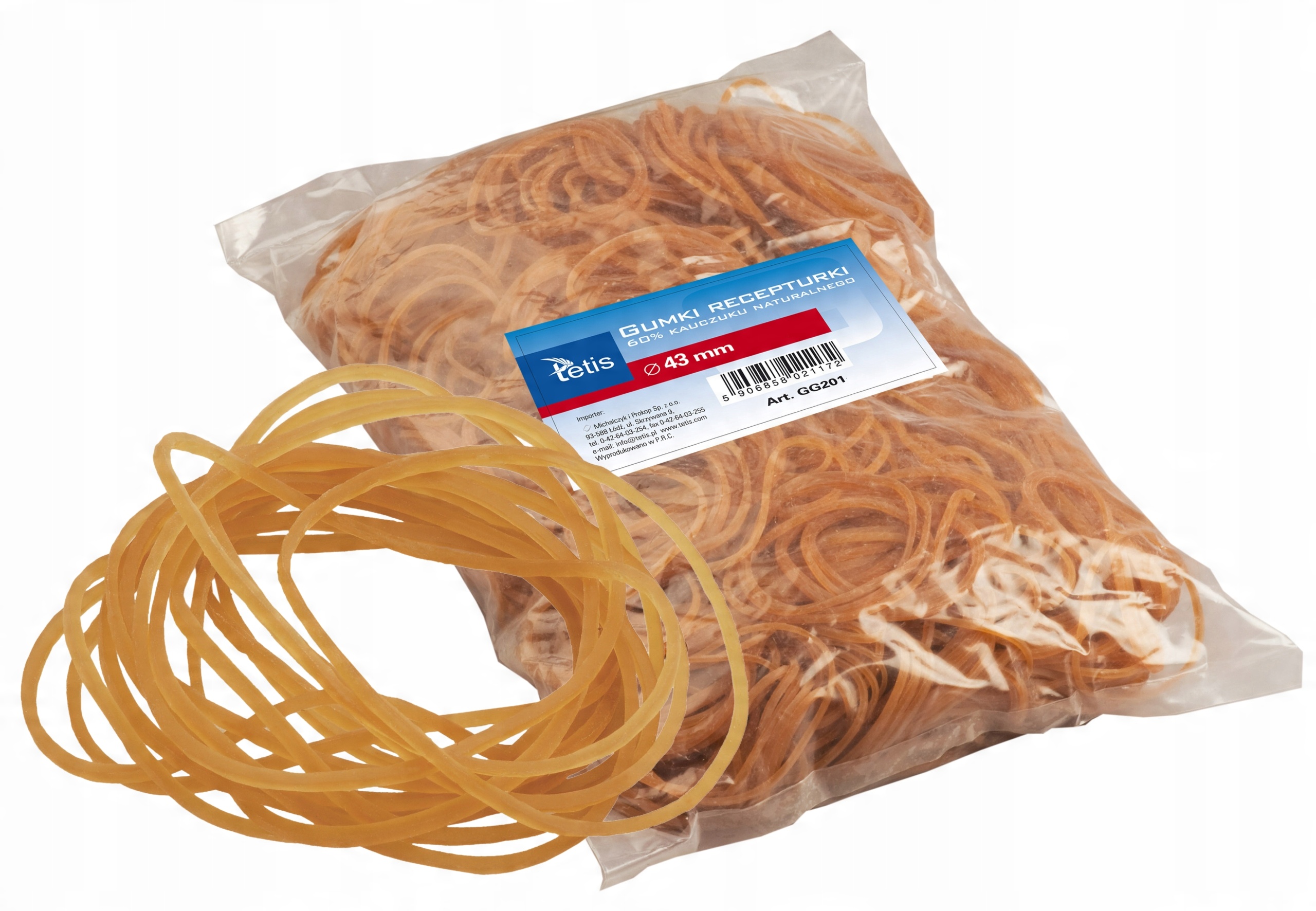 

Gumki recepturki 43mm folia 1000g Tetis GG201-D
