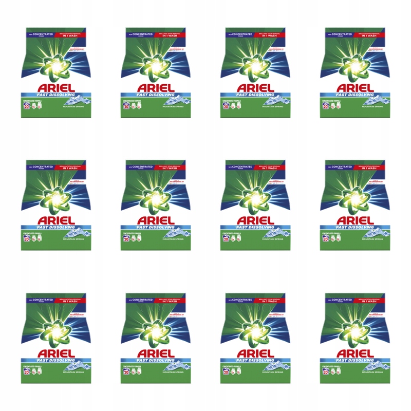 Ariel Fast Dissolving Mountain Spring Prášek na praní 20 praní 1100 g X12