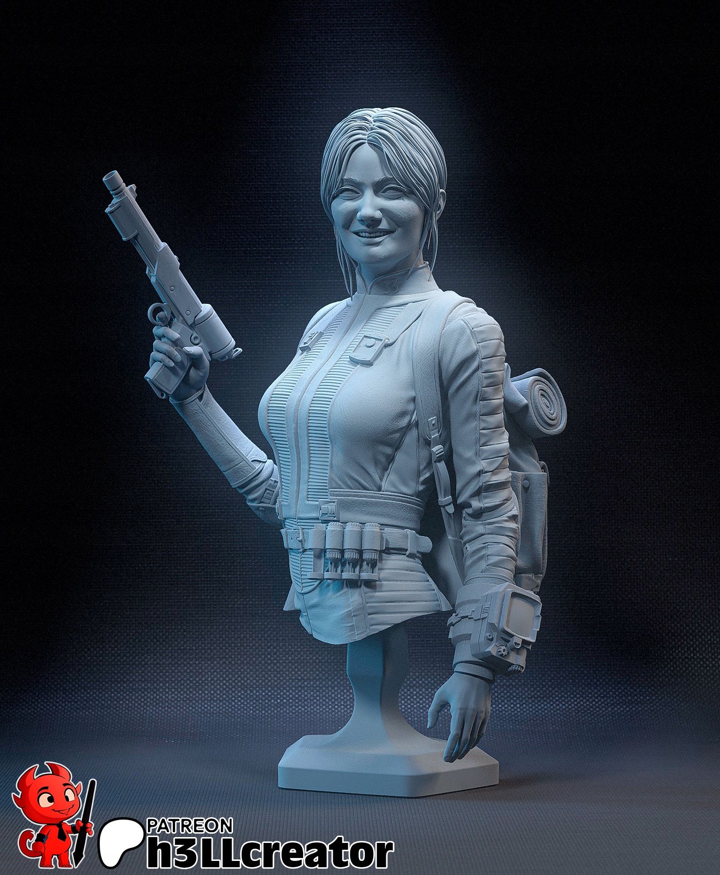 Figurka Lucy MacLean Fallout Busta h3LL creator 3D tisk 12K