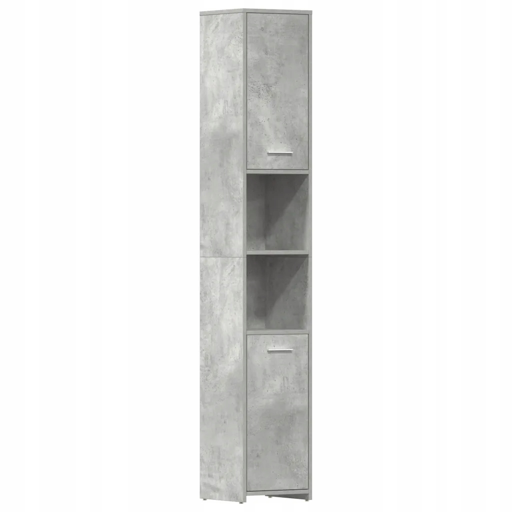 Koupelnová skříňka 30 x 30 x 183,5 cm, šedá barva betonu, 6 přihrádek