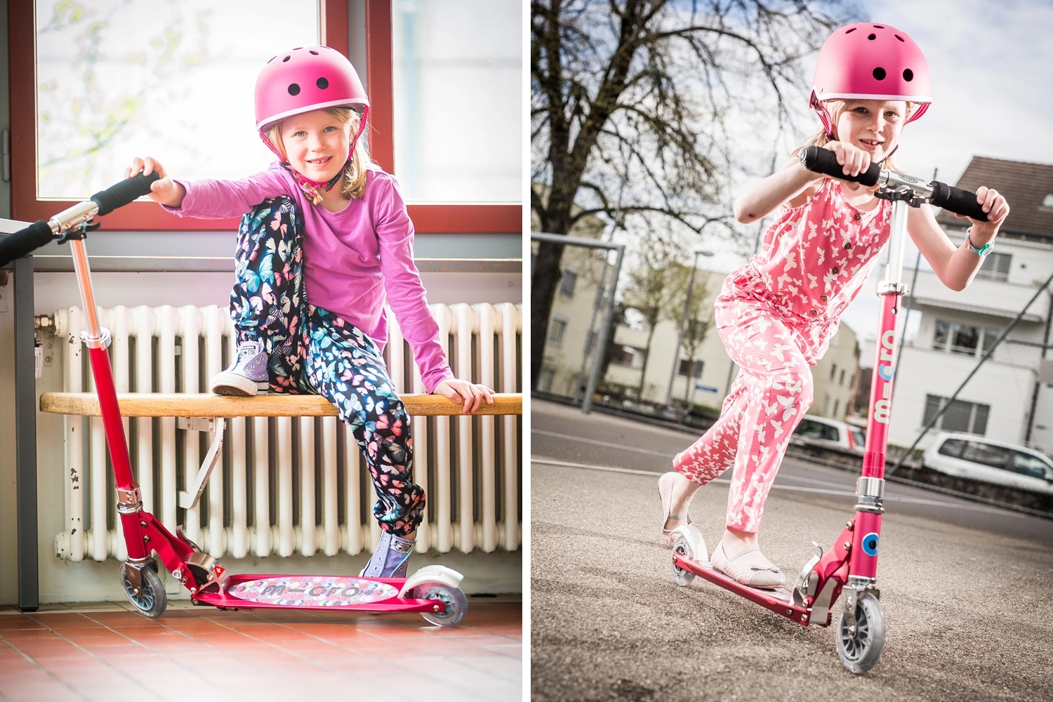 Hulajnoga dwukołowa Micro Sprite Raspberry Floral Hamulec tak