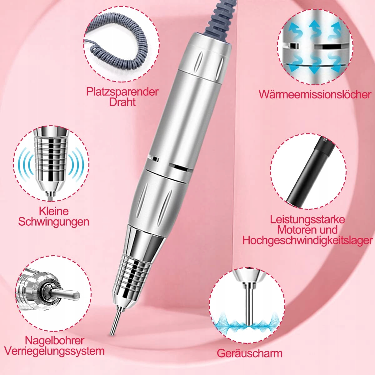 NAILGIRLS Elektryczny Pilnik Do Paznokci Zestaw 11w1 Do Manicure Pedicure — miniatura 3