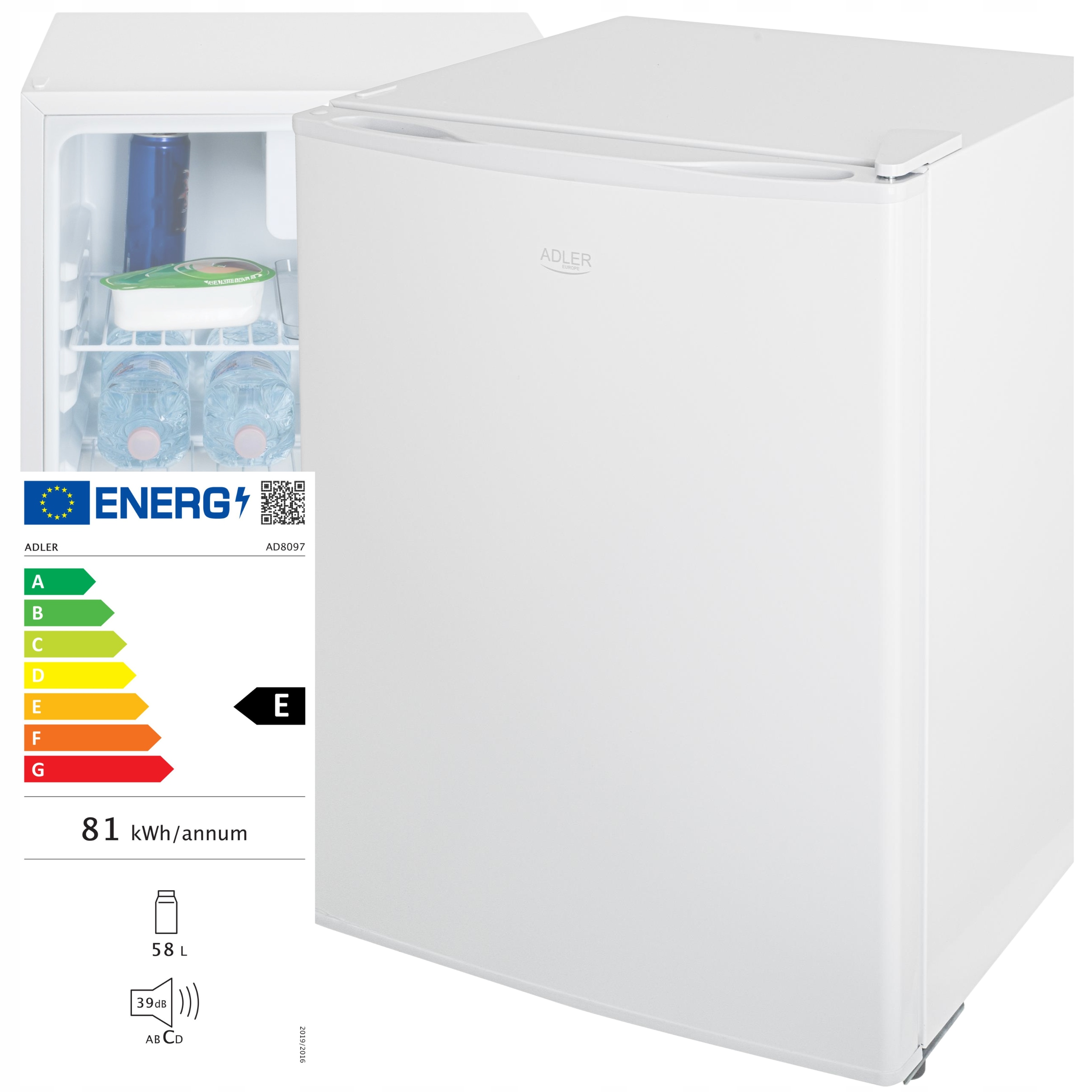 Lodówka podblatowa Mała chłodziarka 58L 63cm hotelowa biurowa na działkę