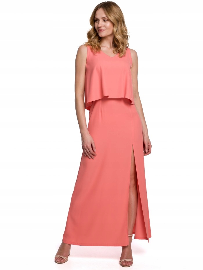 

Eu XXL K048 Sukienka maxi z falbaną u góry - pomar