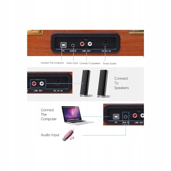 Przenośny Gramofon Retro MUSITREND MT316W Marka Musitrend