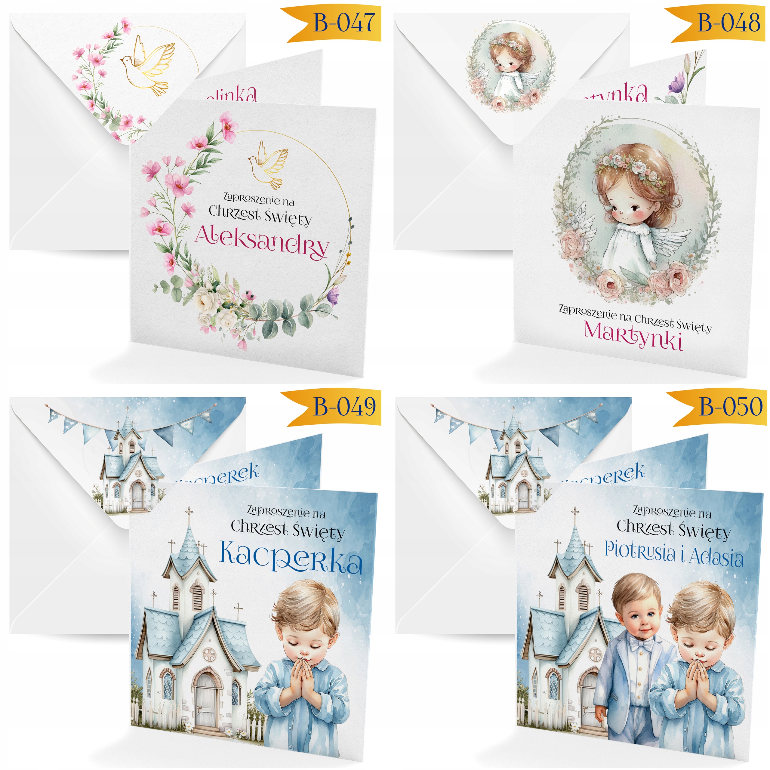 ZAPROSZENIE NA CHRZEST + IMIĘ DZIECKA + KOPERTA + ŚWIETNA JAKOŚC + SZYBKO Liczba sztuk 1 szt.