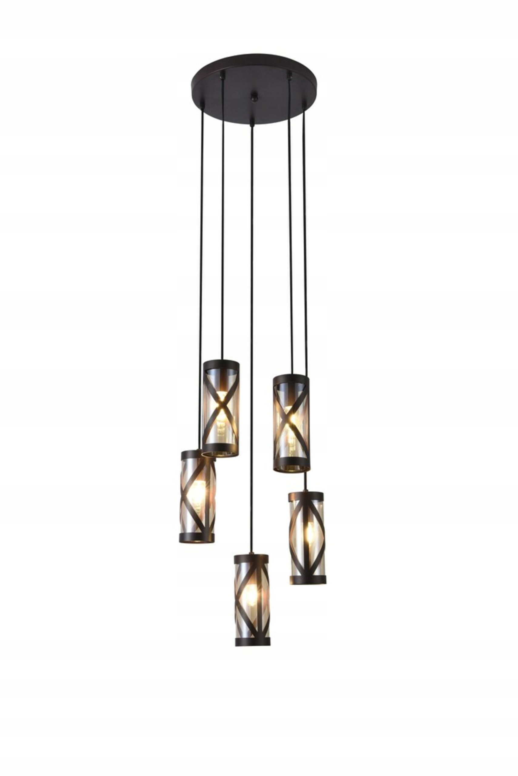 Závesné svietidlo Rabalux Oberon 5xE14 hnedá/jantár, industriálny design