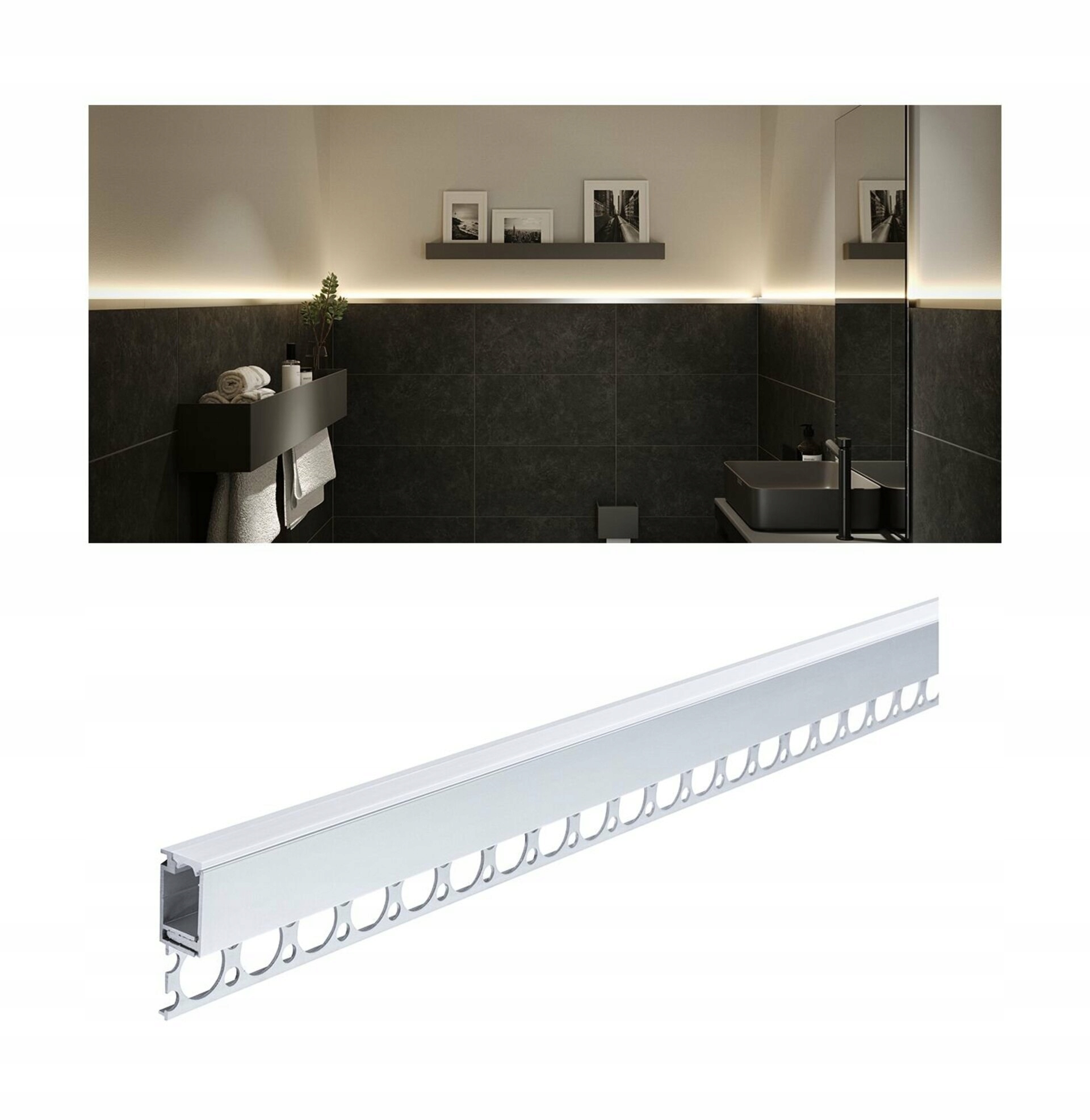 Paulmann LumiTiles Led Strip vstavaný profil Top 2m hliník elox/satén