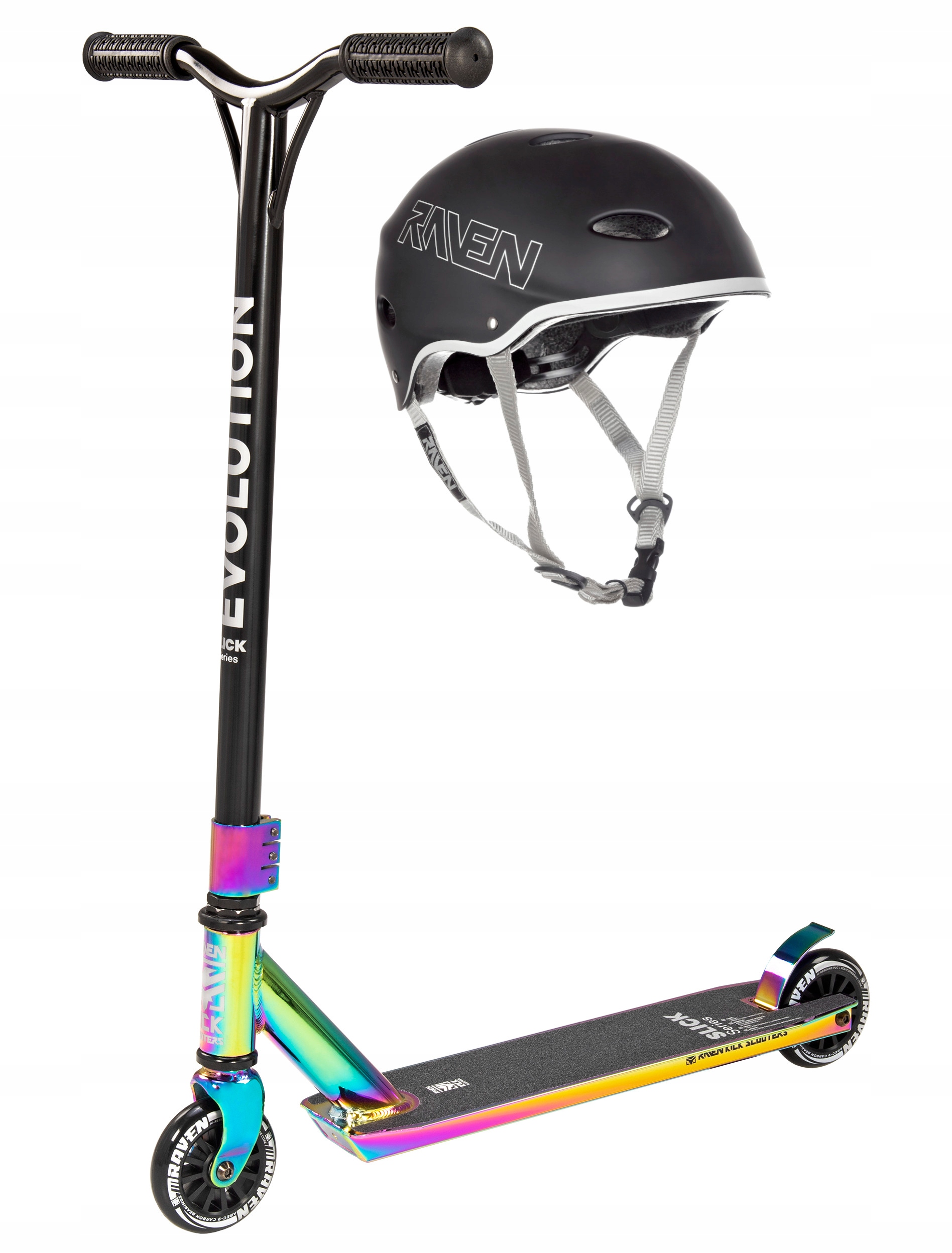 

Hulajnoga Wyczynowa Raven Slick Neo Chrome kask