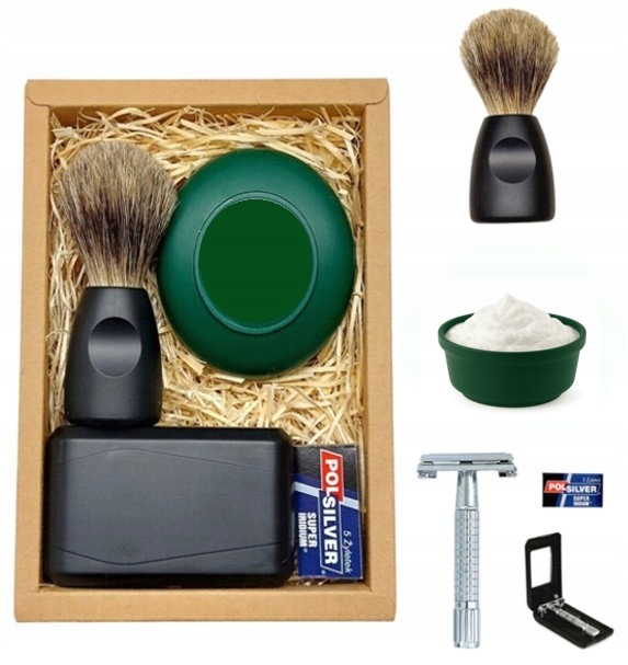 Štětec na holení Mýdlo na holení Strojek na žiletky Sada jako dárek