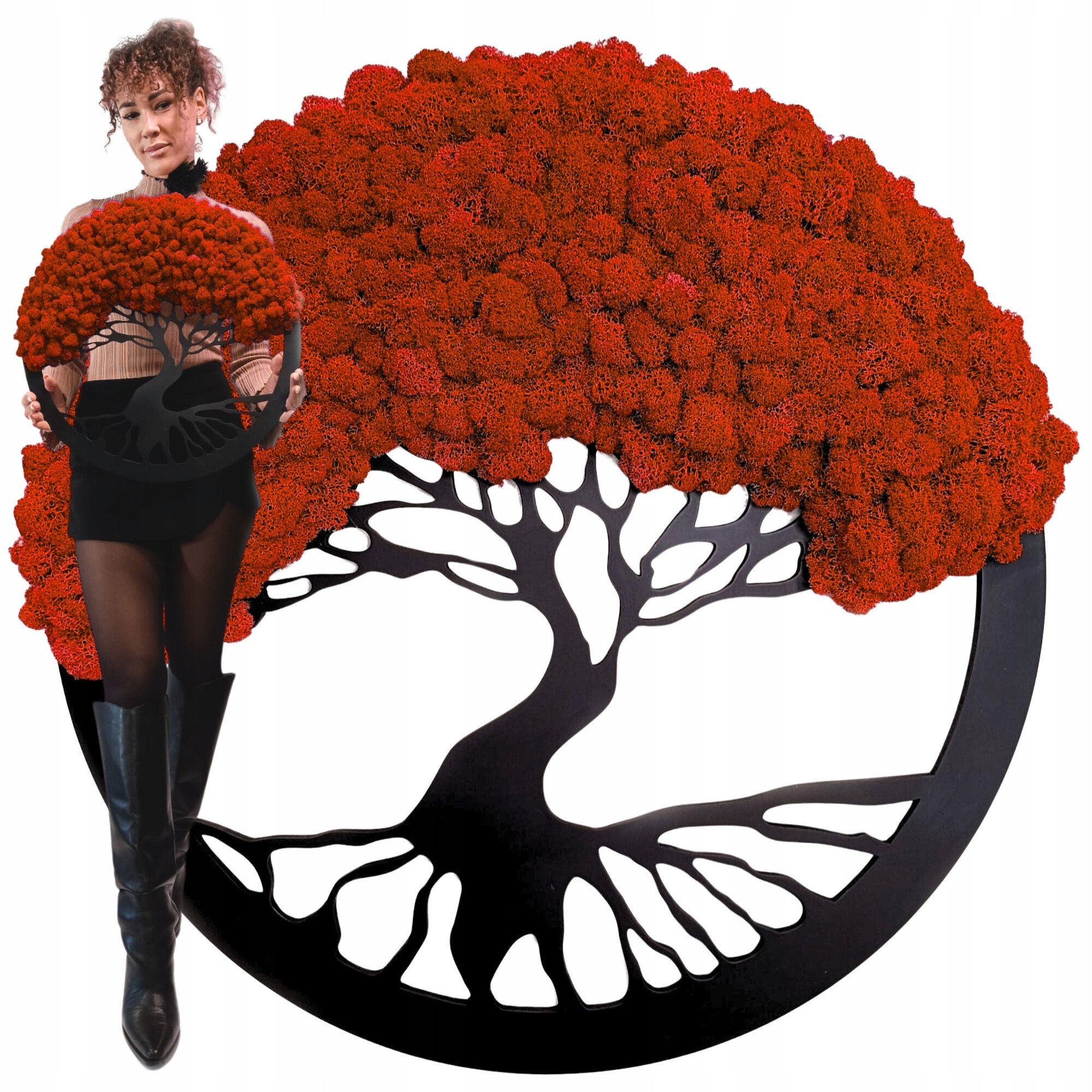 Strom Života Obraz ze sobího mechu Strom štěstí bonsaje 50 cm