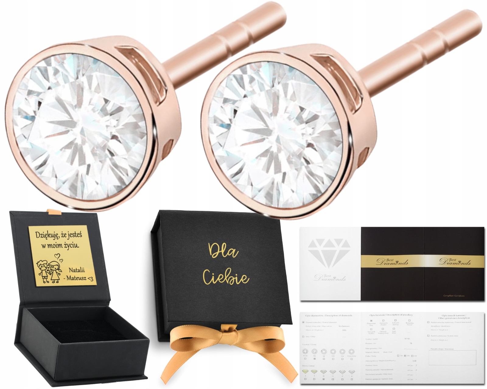 Náušnice V Růžovém Zlatě S Brilianty, Šrouby 585