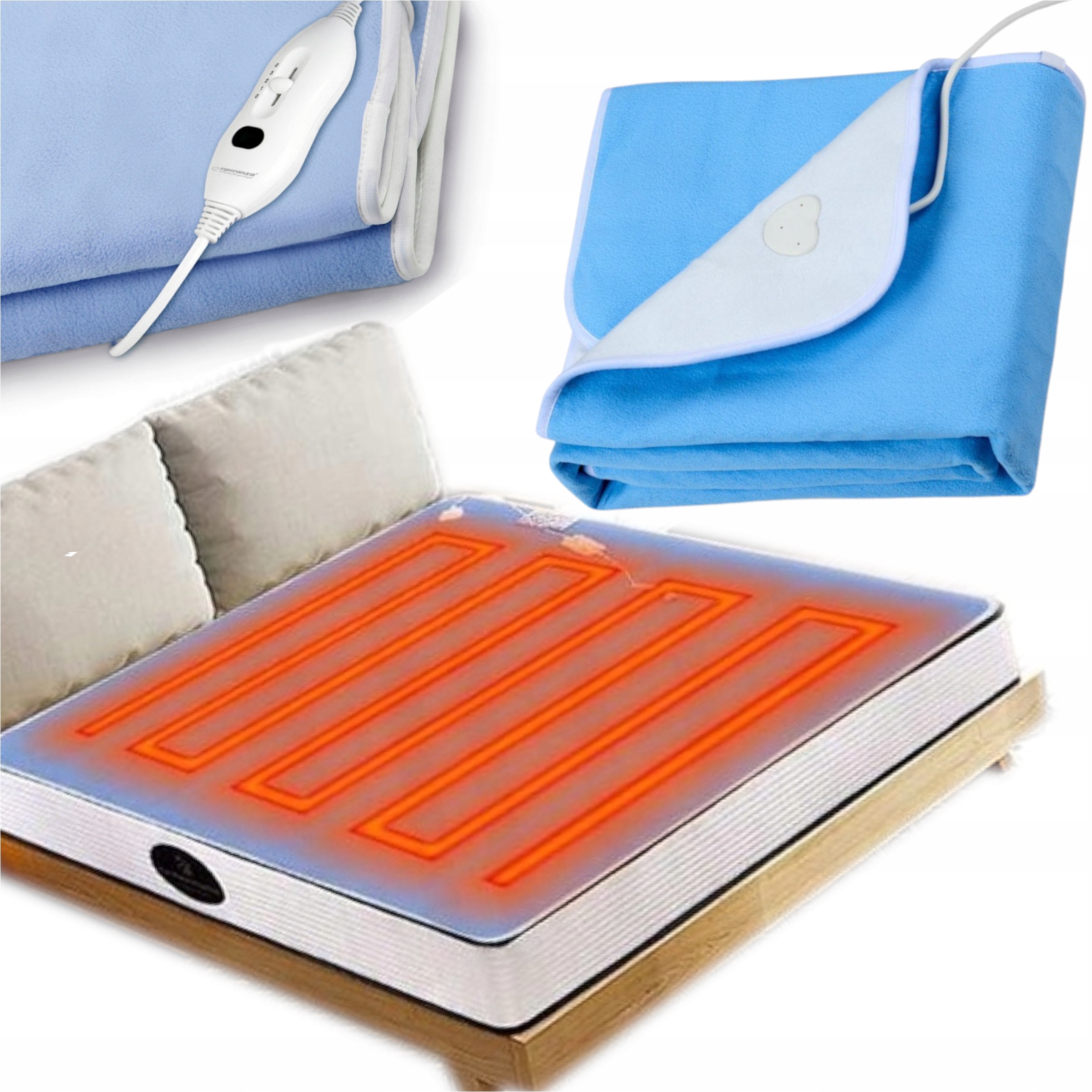 Mata Grzewcza Na Łóżko Gęste Umieszczenie Grzałek 2w1 Koc Elektryczny