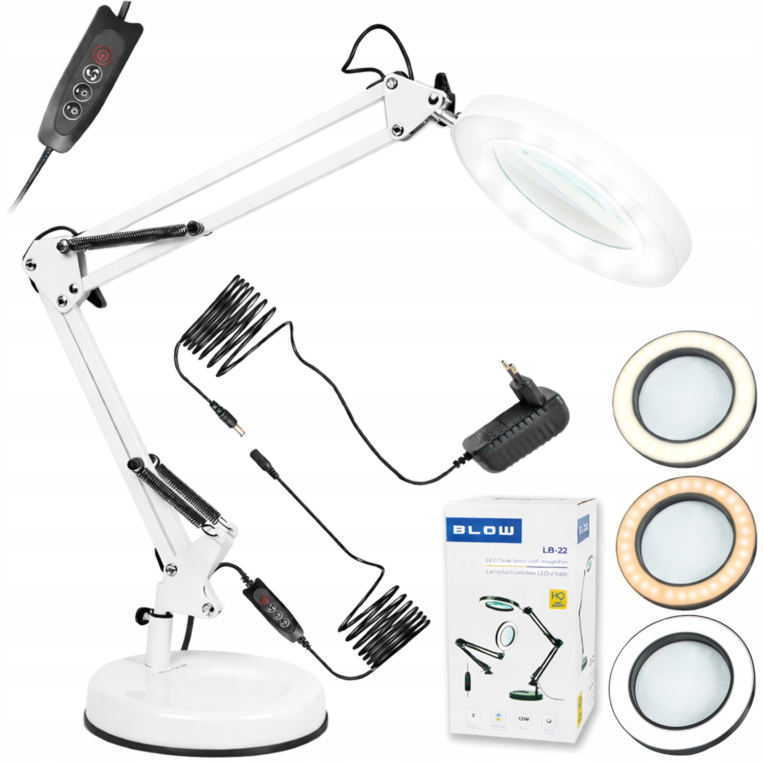 LAMPA BIURKOWA SERWISOWA LAMPKA LED LUPA SZKŁO POWIĘKSZAJĄCE KOSMETYCZNA