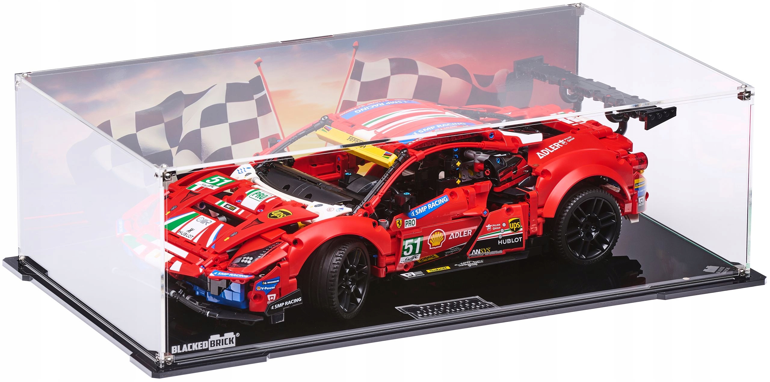 Vitrína s pozadím 2 Blacked Brick pre Lego Technic 42125 Ferrari 488 Gte Af