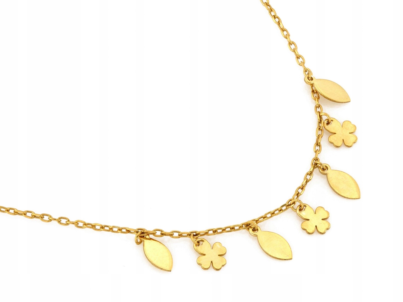 Stříbrný náhrdelník pro ženu 925 pozlacený s jetelkami 1.73g velikost 45