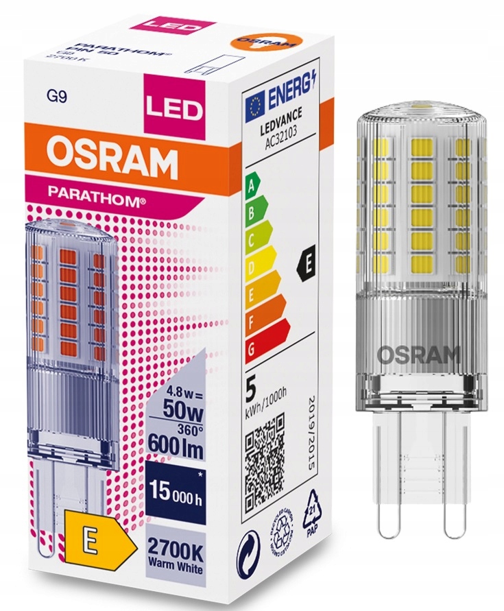 

Osram kapsułka Led Pin 4,8W 50W 2700K G9