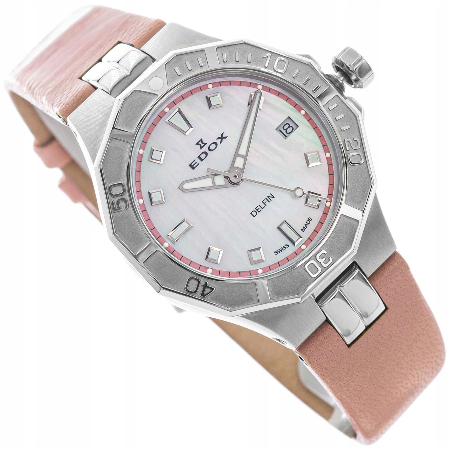 Dámské Hodinky Edox 53020 3C Narn Delfin The Original Diver Date Lady