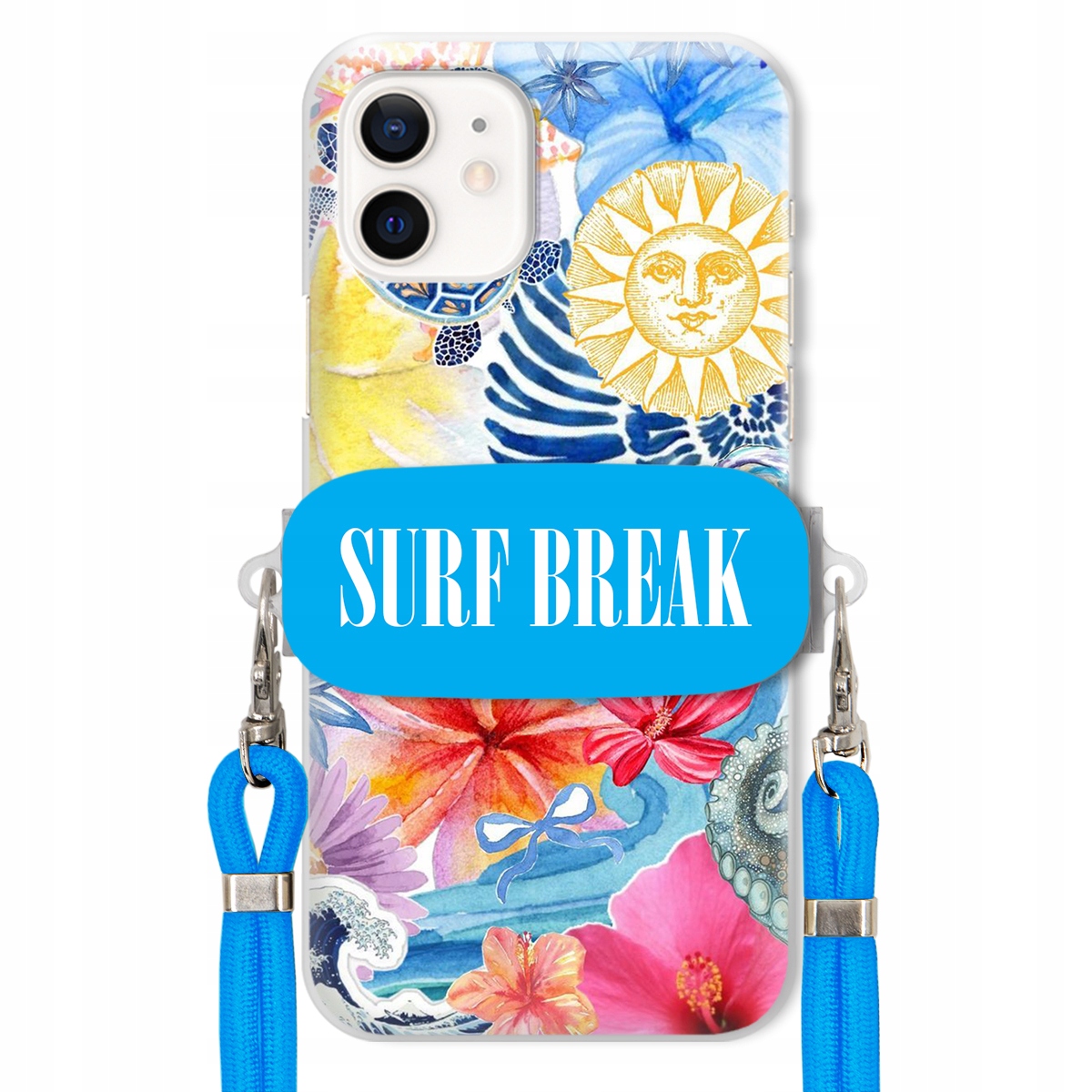 Puzdro pre iPHONE 12 Vodítko Crossbody Blue Držiak Surf Break Prázdninový