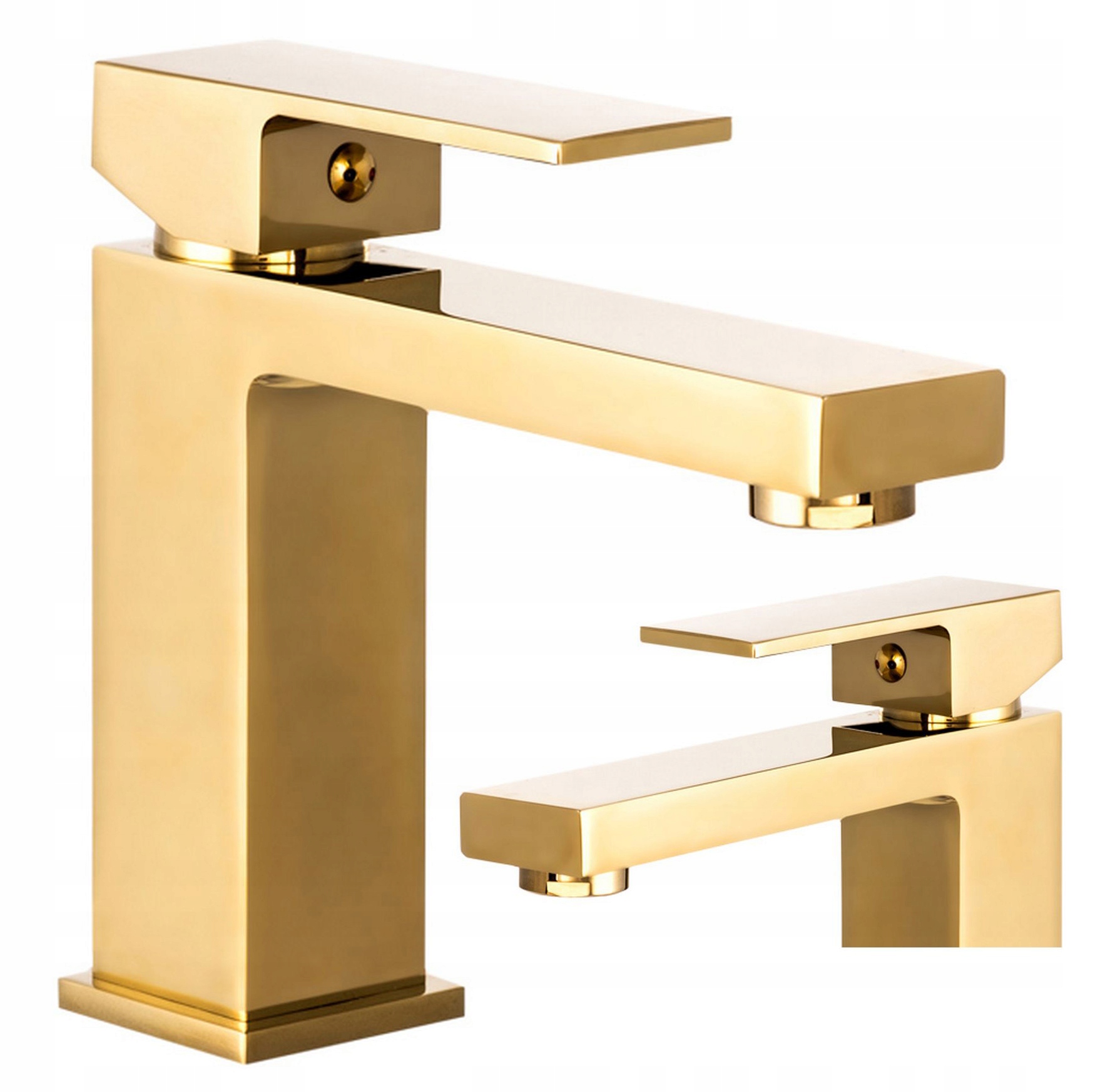 Umyvadlová Baterie Nízká, Čtvercová, Zlatá Ister