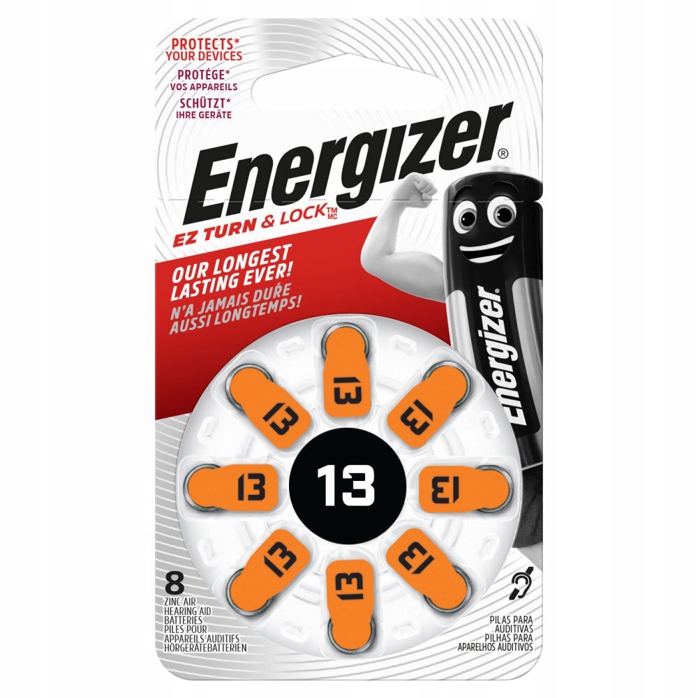 

8 x baterie do aparatów słuchowych Energizer 13