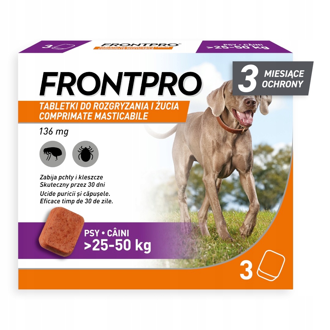 Frontpro Tabletki Przeciw Kleszczom I Pchłom Dla Psa XL 25-50kg