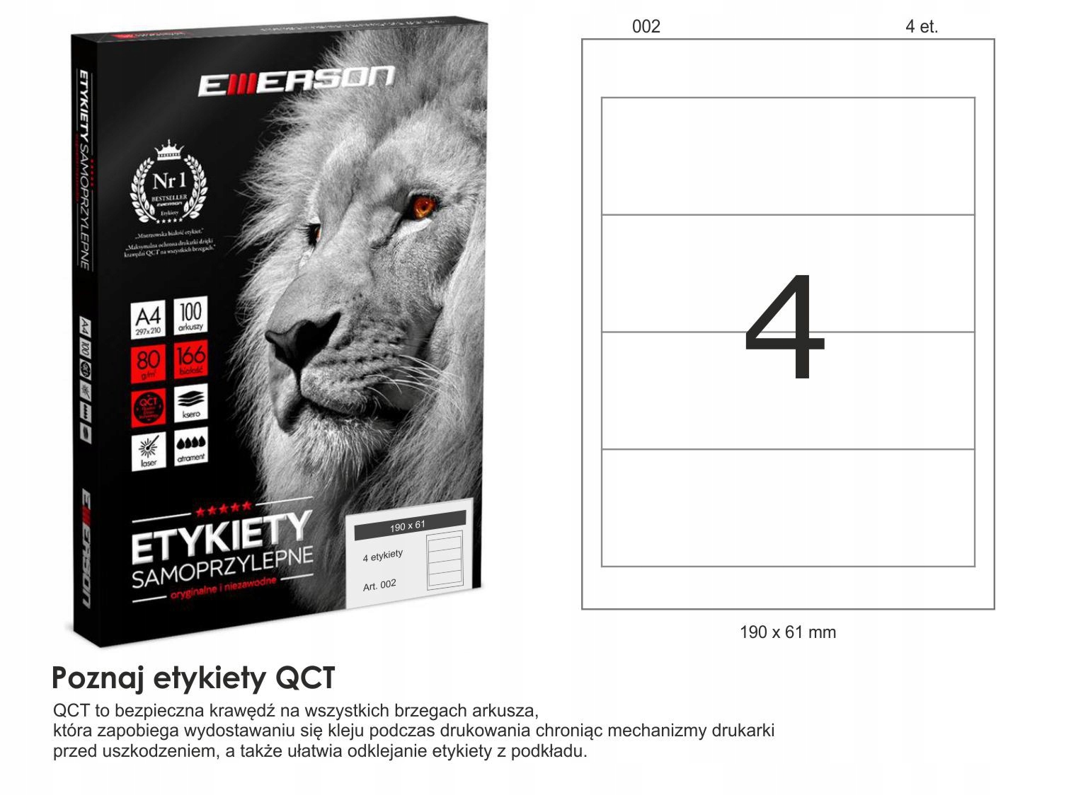 

Etykiety samoprzylepne A4 100ark Emerson 190x61