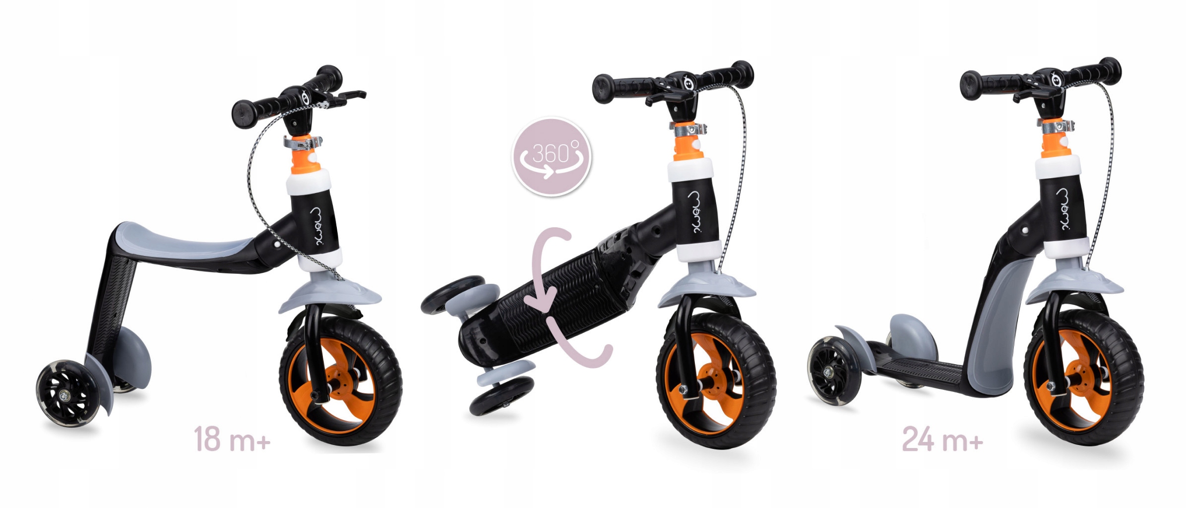 MOMI HULAJNOGA TRÓJKOŁOWA ELIOS ORANGE LED JEŹDZIK Hamulec tak