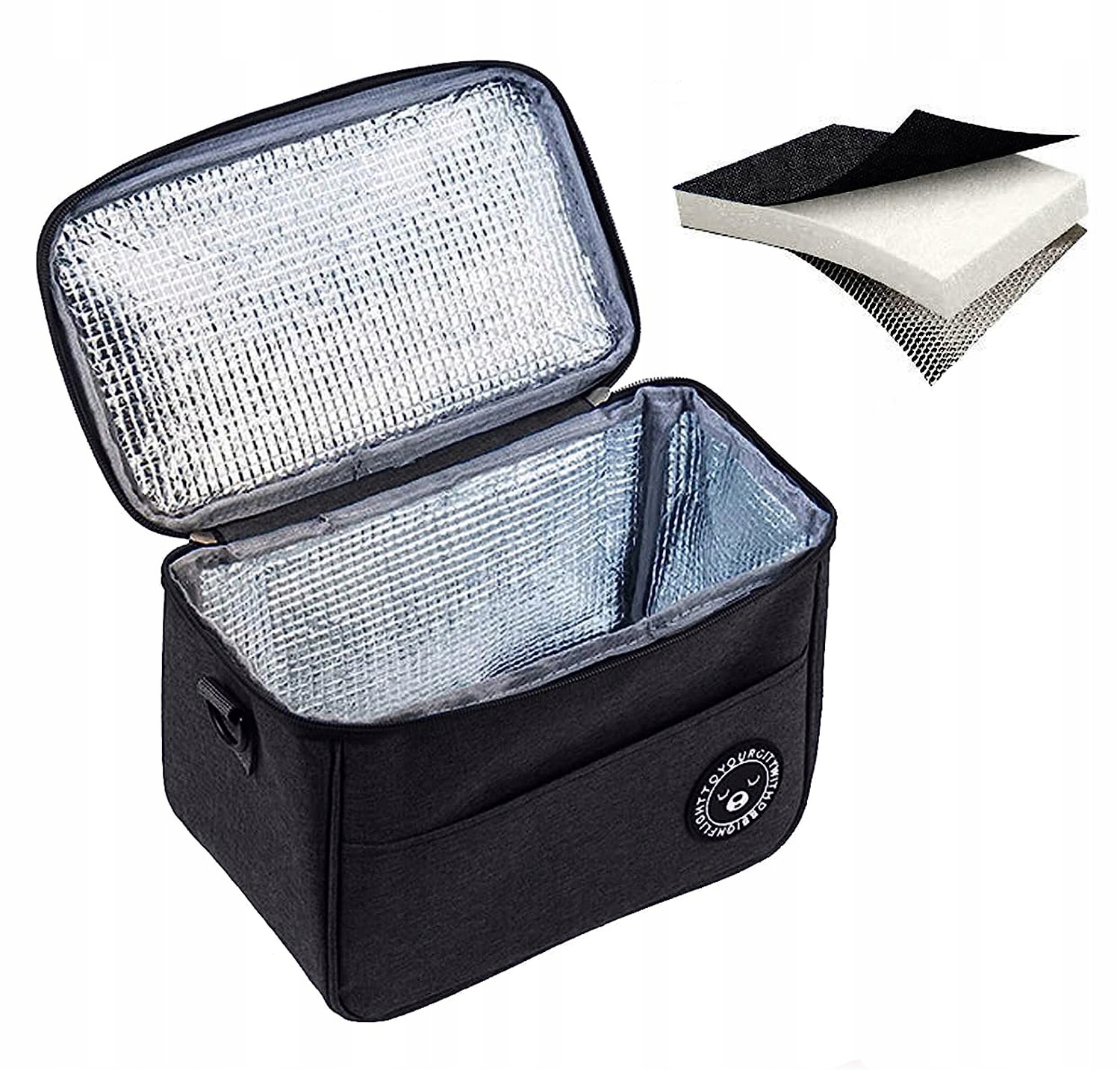 TORBA TERMICZNA NA LUNCH JEDZENIE IZOLACYJNA TURYSTYCZNA ŚNIADANIOWA DUŻA Kod producenta TTM-04 Torba termiczna piknikowa czarna