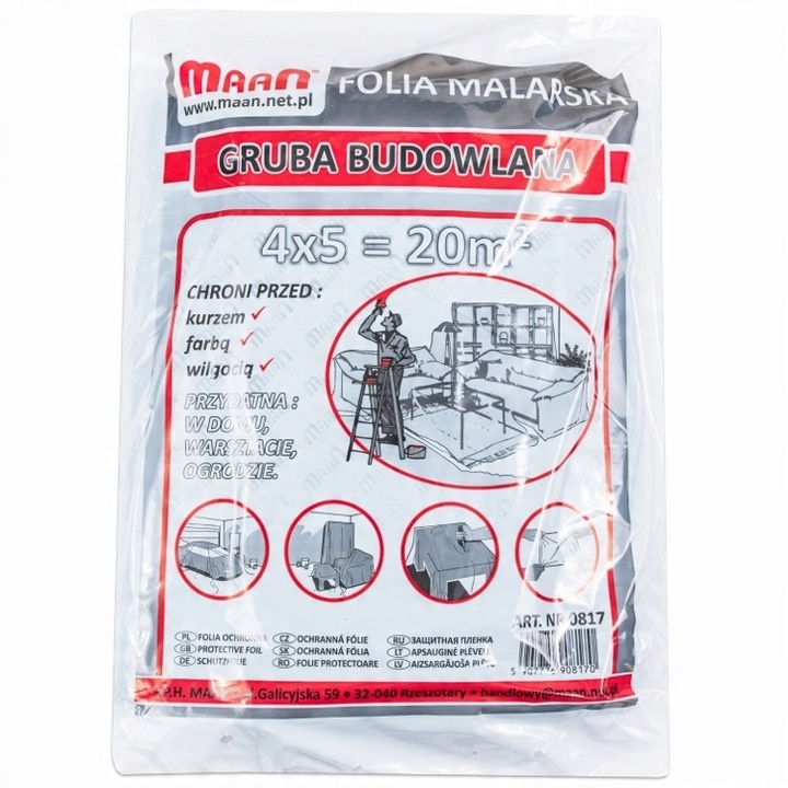 

Folia malarska Maan 5 m x 4 m x 67 µm