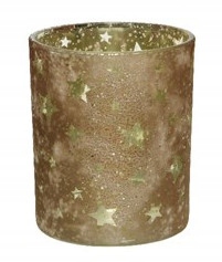 

Świecznik Z Gwiazdkami Świateczny Złoty Szklany