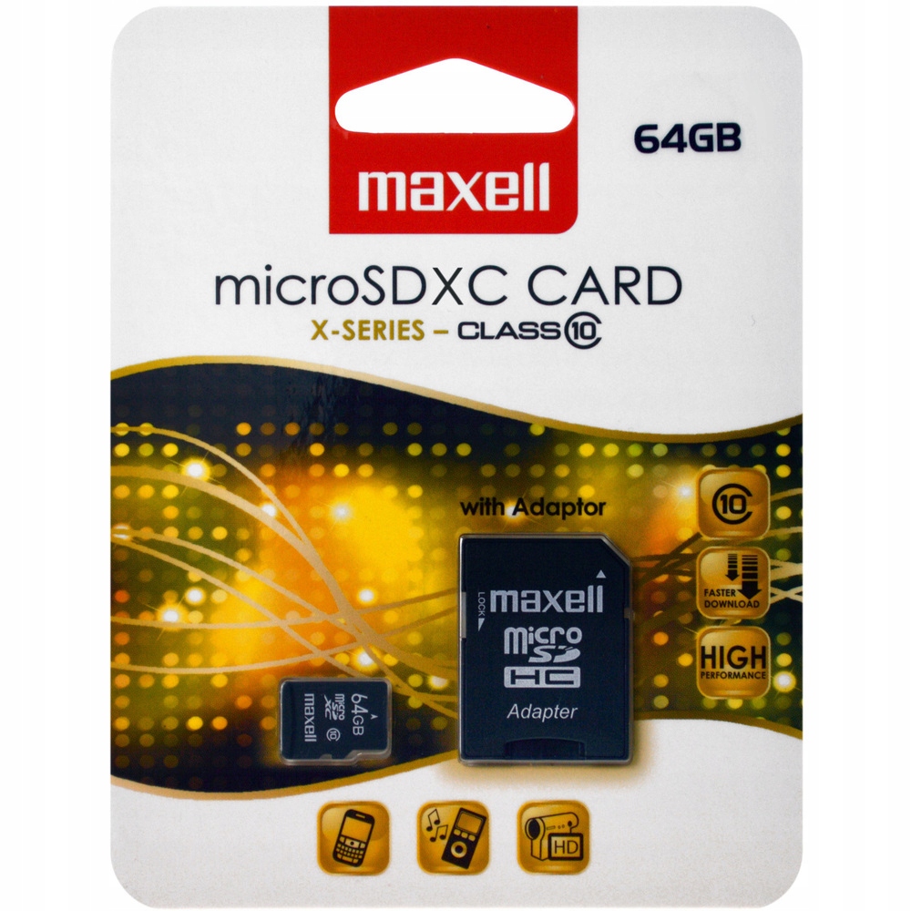 Paměťová karta MicroSDXC 64GB CL10 adaptér, Maxell