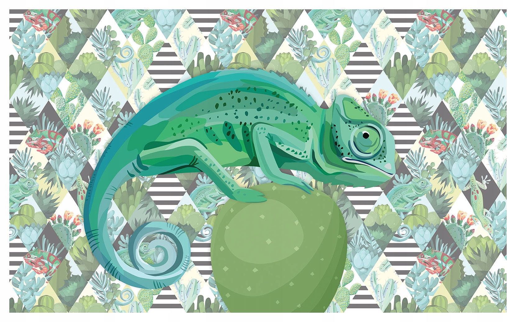 Fototapeta Chameleon Exotický kaktus tropický vzor 368x254 lepidlo