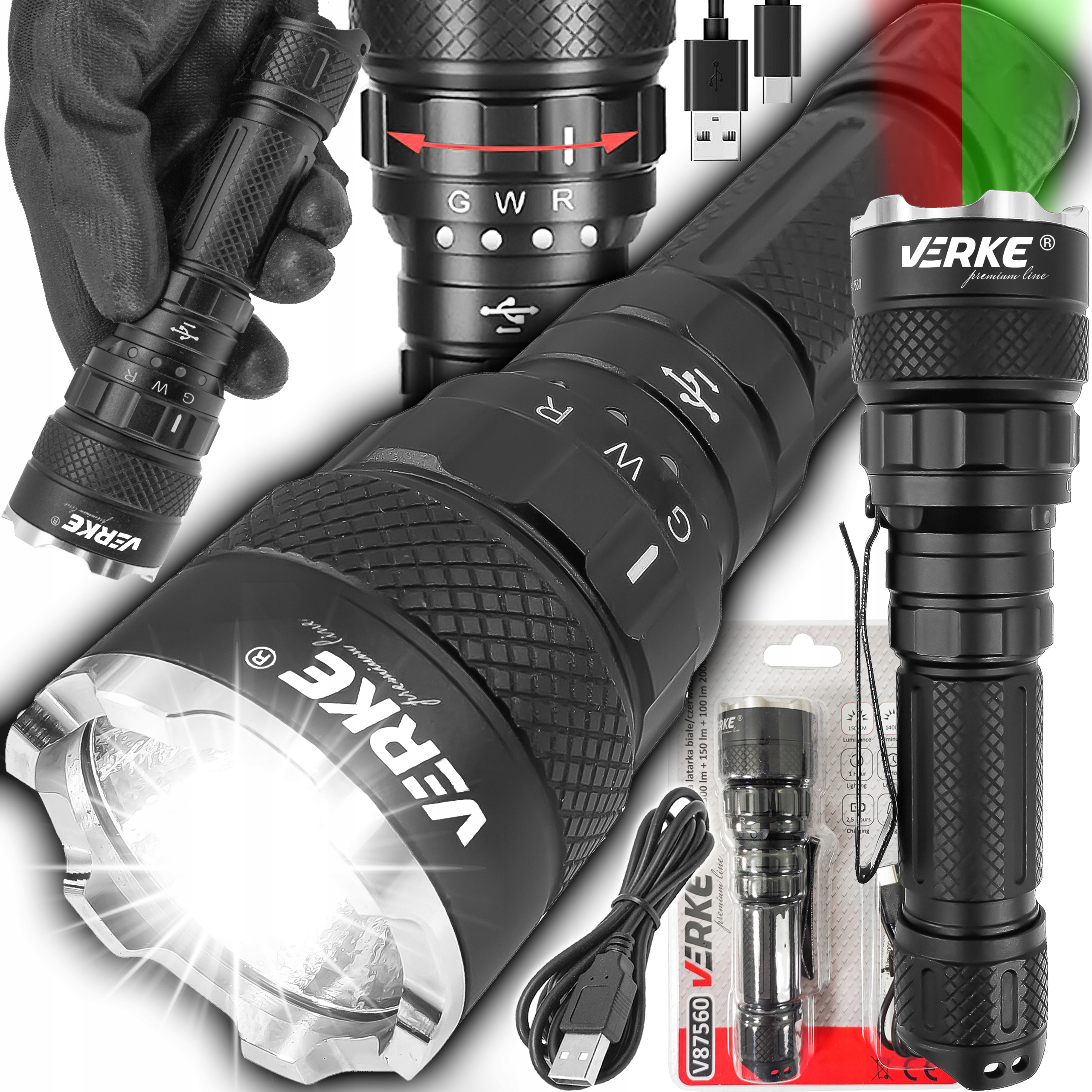 Led Dílenská Lampa Vojenská Taktická Akumulátorová Svítilna Reflektor