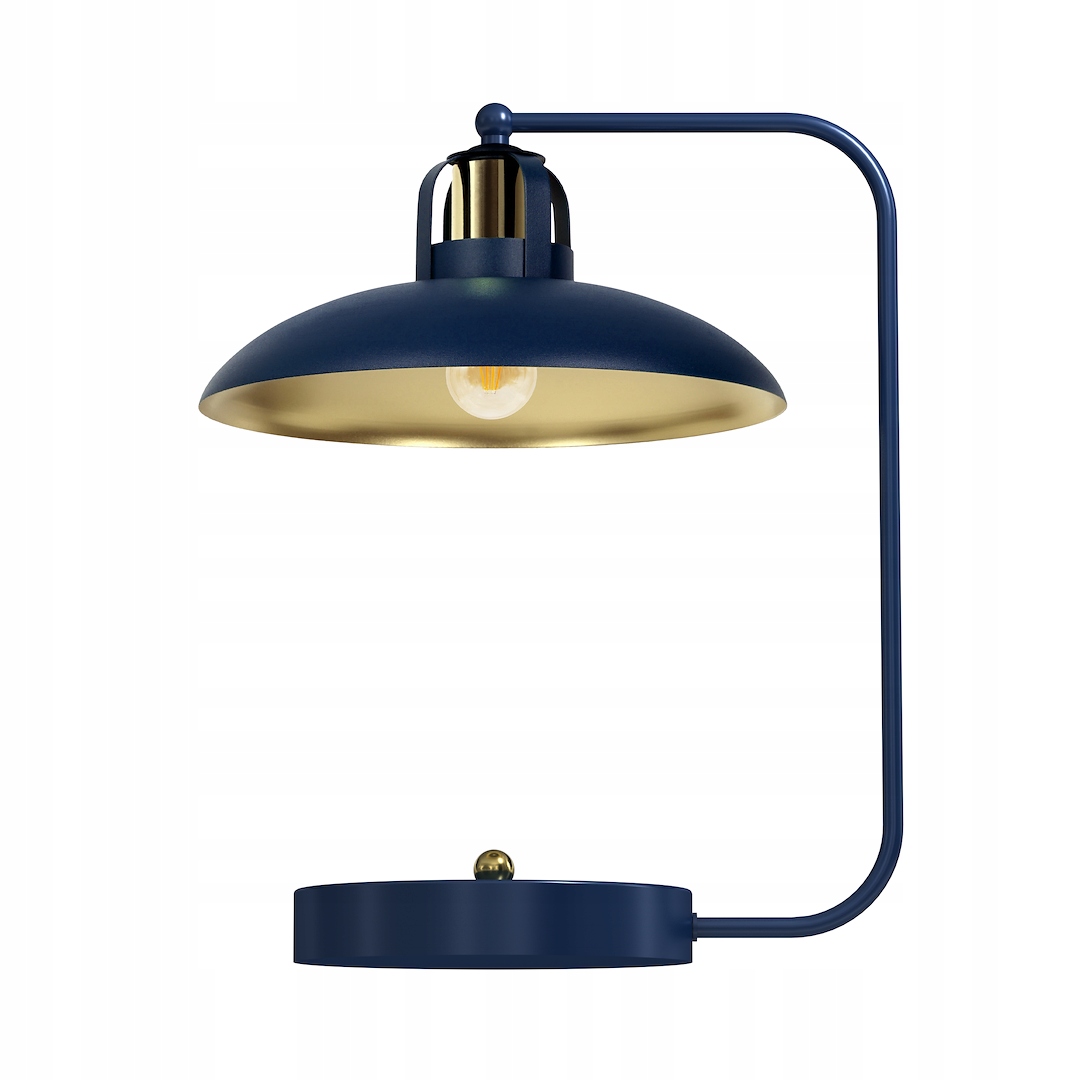 Modrá kovová stolová lampa do kancelárie, industriálna, Felix