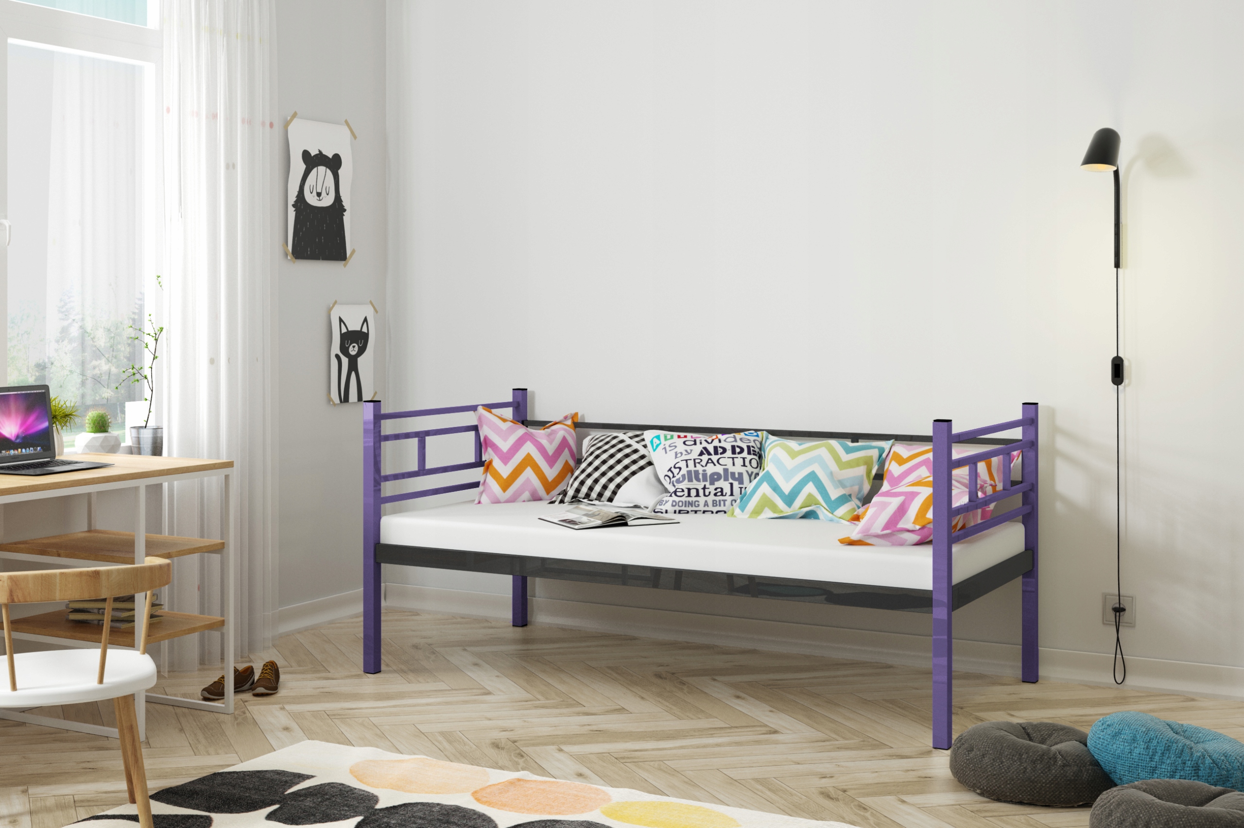 ŁÓŻKO METALOWE POJEDYNCZE Z MATERACEM KIESZENIOWYM Kod producenta 0000002