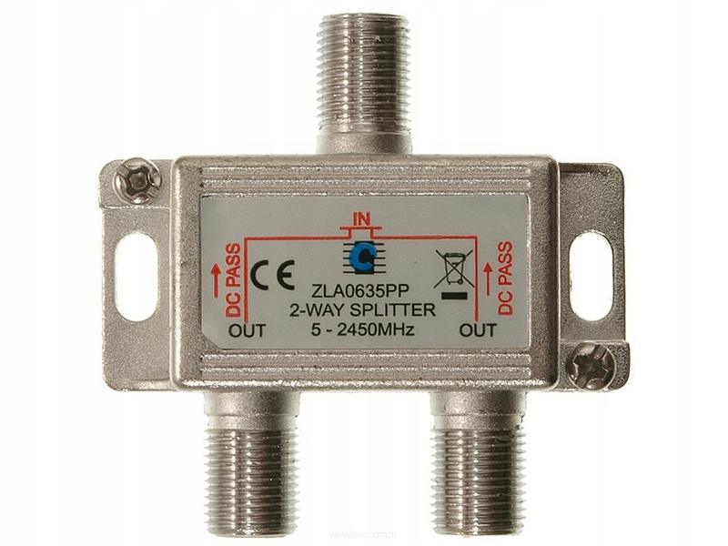 Splitter 2way 5- 2450MHz power pass Cabletech