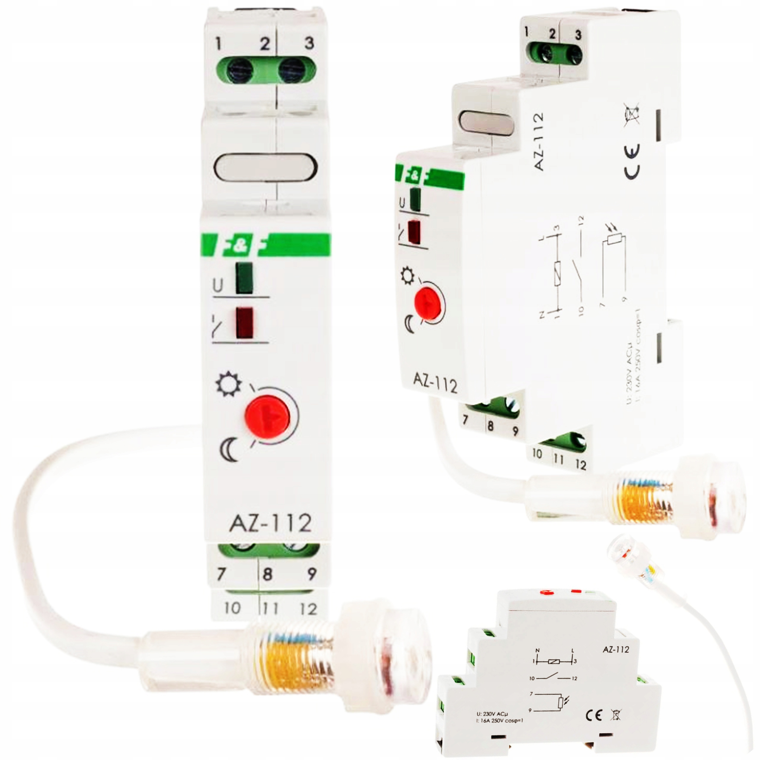 Soumrakový automat Vypínač IP65-sondy 16A 230V 2-1000lx Din AZ-112 F&f